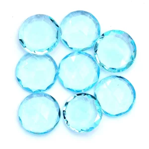 Sky Blue Topaz Quartz Round Rosecut Lot | 16mm Round Faceted Cabochon | Topaz Hydro Quartz Loose Semi Precious Gemstone for Jewelry Making