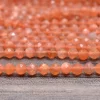 Sunstone Gemstone 3mm-4mm Round Faceted Beads | 13" Strand | Natural Fiery Orange Sunstone Semi Precious Gemstone Faceted Beads for Jewelry