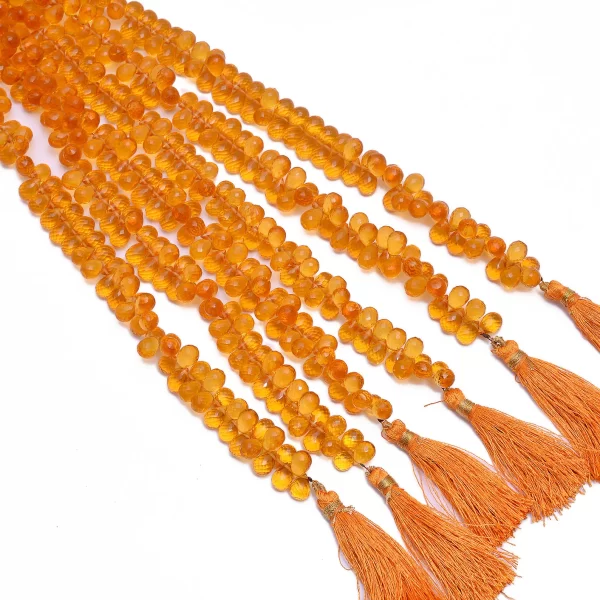 Citrine Gemstone Quartz 5x7mm / 6x8mm Faceted Teardrop Briolette | 8inch Strand | Honey Citrine Hydro Quartz Gemstone Faceted Drops Beads - Image 3