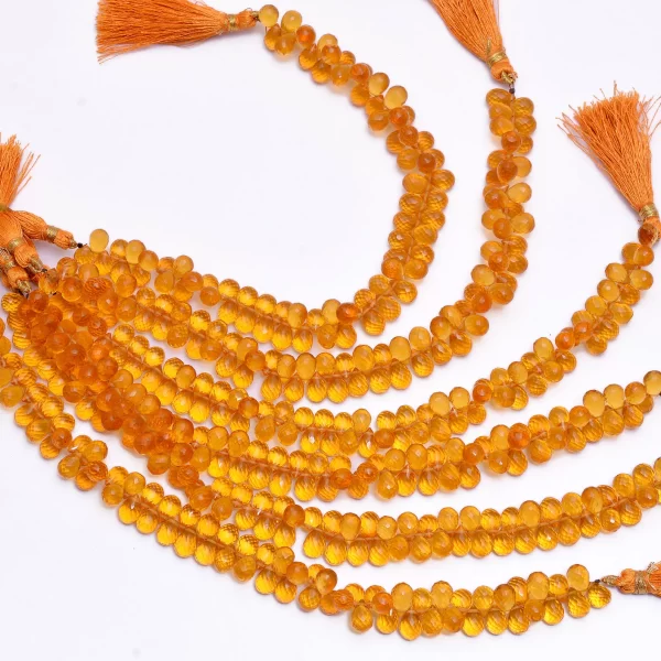Citrine Gemstone Quartz 5x7mm / 6x8mm Faceted Teardrop Briolette | 8inch Strand | Honey Citrine Hydro Quartz Gemstone Faceted Drops Beads - Image 2