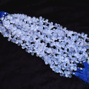 AAA+ Blue Chalcedony Gemstone Faceted Pear Briolette Beads | 8inch Strand | Chalcedony Semi Precious Gemstone 6x9mm Beads for Jewelry