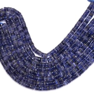 AAA+ Iolite Gemstone 4mm Faceted Heishi / Tyre Rondelles | Gemstone Disc Beads 6inch Strand | Natural Iolite Gemstone Coin / Spacer Beads