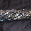 AAA Labradorite Gemstone 10mm-12mm Flat Nuggets | 13inch Strand | Natural Fire Labradorite Semi Precious Gemstone Smooth Uneven Loose Beads - Image 2