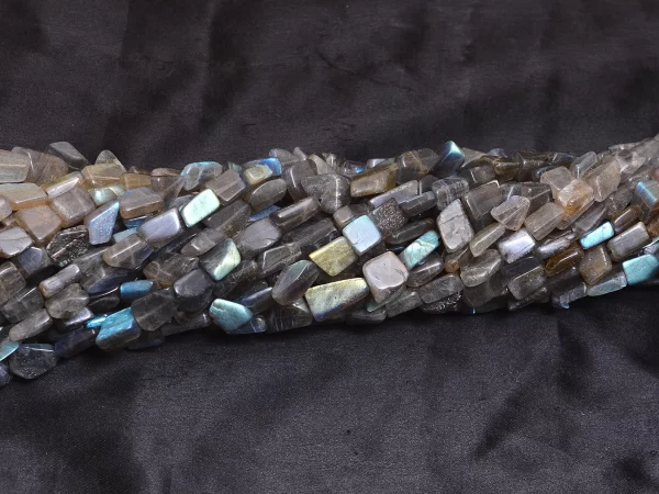 AAA Labradorite Gemstone 10mm-12mm Flat Nuggets | 13inch Strand | Natural Fire Labradorite Semi Precious Gemstone Smooth Uneven Loose Beads - Image 2