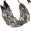 AAA Labradorite Gemstone 10mm-12mm Flat Nuggets | 13inch Strand | Natural Fire Labradorite Semi Precious Gemstone Smooth Uneven Loose Beads