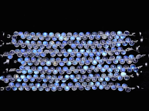AAAA+ White Rainbow Moonstone 6mm-7mm Smooth Heart Briolette | 5inch Strand | Natural Blue Fire Moonstone Semi Precious Gemstone Beads - Image 4