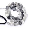 AAA+ Black Rutilated Quartz 6mm-8mm Faceted Nugget Beads | Natural Black Rutile Step Cut Tumbled Semi Precious Gemstone Beads | 7" Strand