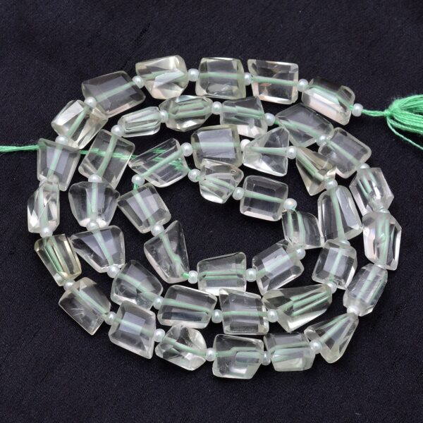 Natural AAA+ Green Amethyst Gemstone 8mm-10mm Faceted Nugget Fancy Beads | 7inch Strand | Amethyst Semi Precious Gemstone Rare Tumbled Beads - Image 3