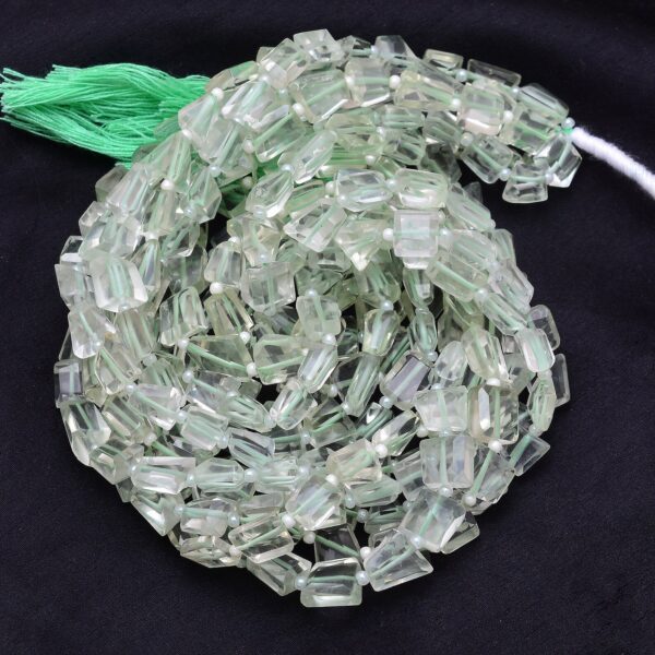 Natural AAA+ Green Amethyst Gemstone 8mm-10mm Faceted Nugget Fancy Beads | 7inch Strand | Amethyst Semi Precious Gemstone Rare Tumbled Beads - Image 2