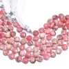 AAA+ Rhodochrosite Gemstone 8mm Faceted Heart Briolette Beads | Natural Rhodocrosite Semiprecious Gemstone Straight Drill Beads | 10" Strand