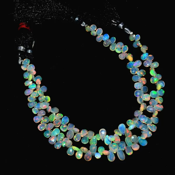 AAA+ Ethiopian Welo Opal Fire 4x6mm-6x8mm Pear Faceted Briolette Beads | Natural Ethiopian Welo Opal Gemstone Briolette Beads | 8inch Strand - Image 2