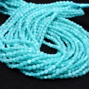 AAA+ Amazonite 4mm Briolette Coin Faceted Beads | 13inch Strand | Natural Amazonite Semi Precious Gemstone Loose Coin Briolette for Jewelry
