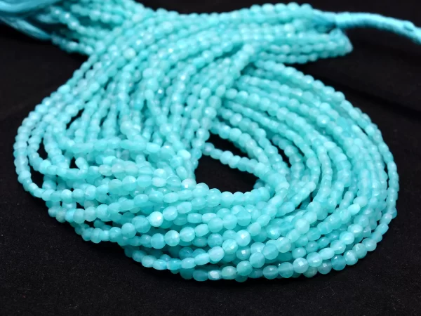 AAA+ Amazonite 4mm Briolette Coin Faceted Beads | 13inch Strand | Natural Amazonite Semi Precious Gemstone Loose Coin Briolette for Jewelry