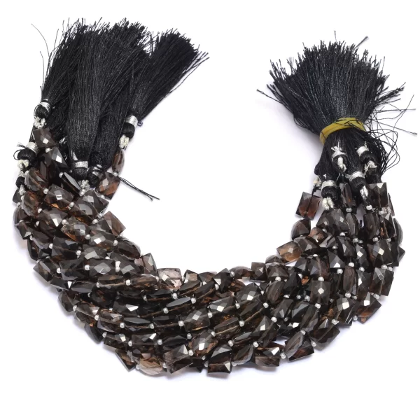 AAA+ Natural Smoky Quartz 7x9mm Chicklet Briolette Beads | 8inch Strand | Smoky Quartz Gemstone Loose Rectangle Faceted Fancy Loose Beads - Image 2