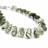 Green Rutilated Quartz 9x13mm-10x14mm Pear, AAA+ Gemstone Faceted Briolette, Natural Green Rutile Semi Precious Gemstone Beads | 8" Strand
