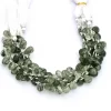 Green Rutilated Quartz 9x13mm-10x14mm Pear, AAA+ Gemstone Faceted Briolette, Natural Green Rutile Semi Precious Gemstone Beads | 8" Strand - Image 2