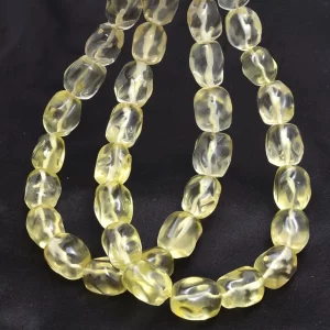 AAA+ Lemon Quartz Gemstone Carving Smooth Fancy Nuggets | Lemon Quartz Semi Precious Gemstone Loose Oval Tumbled Beads | 10inch Strand