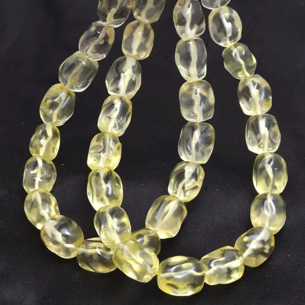 AAA+ Lemon Quartz Gemstone Carving Smooth Fancy Nuggets | Lemon Quartz Semi Precious Gemstone Loose Oval Tumbled Beads | 10inch Strand