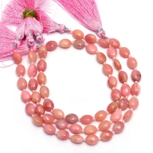 Rare Find- Pink Opal Gemstone 7x9mm Smooth Oval Beads | 7inch Strand | Natural Peruvian Pink Opal Semi Precious Gemstone Loose Fancy Beads