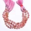 Rare Find- Pink Opal Gemstone 8mm Heart Briolette Faceted Beads | 8" Strand | Natural Peruvian Pink Opal Semi Precious Gemstone Loose Beads