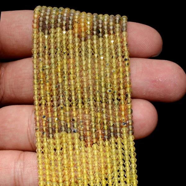Multi Yellow Sapphire Precious Gemstone 2mm-3mm Micro Faceted Rondelle Beads | 13" Strand | Natural Yellow Sapphire Precious Gemstone Beads - Image 3