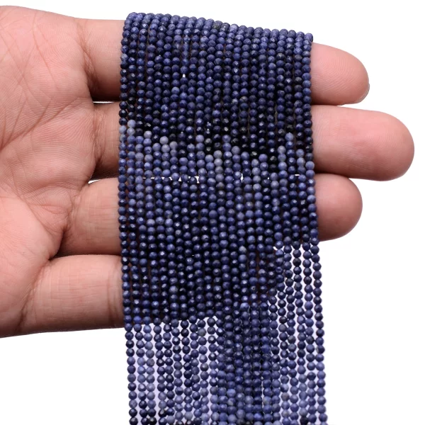 Multi Blue Sapphire 2mm-3mm Rondelle Micro Faceted Beads | 13inch Strand | Natural Blue Burmese Sapphire Precious Gemstone Loose Beads - Image 4