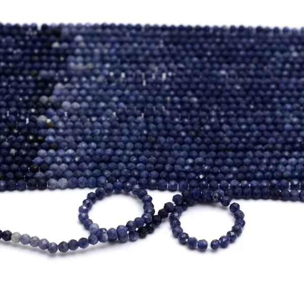 Multi Blue Sapphire 2mm-3mm Rondelle Micro Faceted Beads | 13inch Strand | Natural Blue Burmese Sapphire Precious Gemstone Loose Beads - Image 5