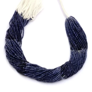 Multi Blue Sapphire 2mm-3mm Rondelle Micro Faceted Beads | 13inch Strand | Natural Blue Burmese Sapphire Precious Gemstone Loose Beads