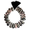 Pink Rhodonite Gemstone Briolette | 28mm-30mm Faceted Pear Beads | Natural Rhodonite Garnet Semi Precious Gemstone Loose Beads for Jewelry