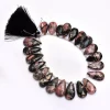 Pink Rhodonite Gemstone Loose Briolette | 20mm-25mm Faceted Pear Beads | Natural Rhodonite Garnet Semi Precious Gemstone Beads for Jewelry