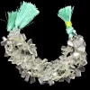 AAA+ Green Amethyst Faceted Nugget Beads | Natural Amethyst Semi Precious Gemstone Step Cut Fancy Tumbled Side Drill Beads | 8inch Strand