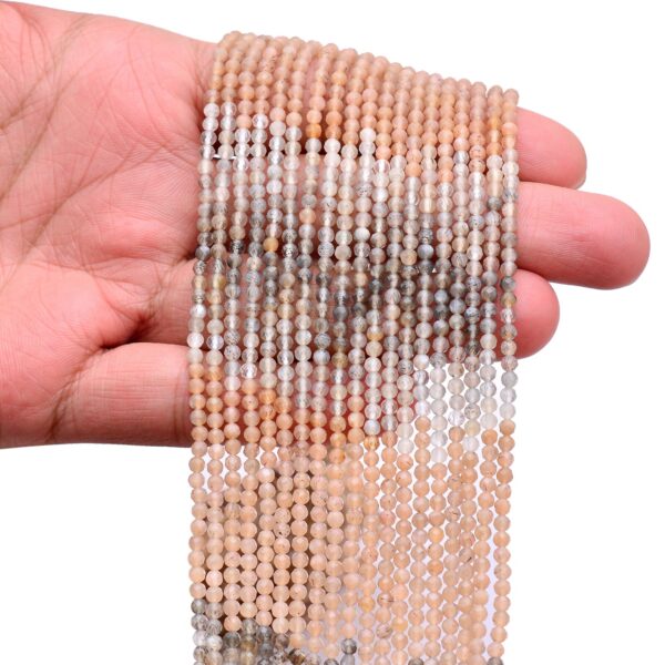 AAA+ Multi Moonstone 3mm Micro Faceted Beads | 13inch Strand | Moonstone Semi Precious Gemstone Mix Loose Rondelle Beads for Jewelry Making - Image 3