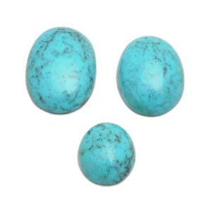 AAA+ Turquoise Oval Cabochon Lot | Natural Arizona Turquoise Matrix Copper Filled Semi Precious Gemstone Cabochon | 3 Cabs Lot 41.30 Carats