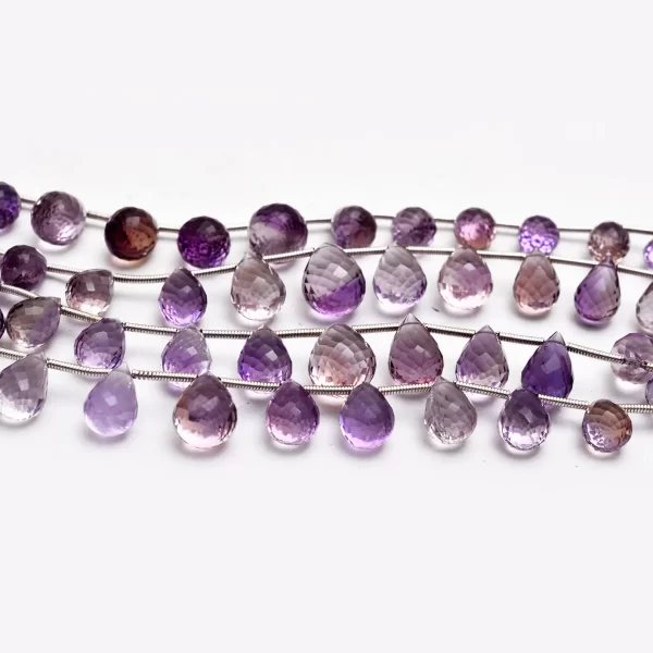 AAA Ametrine Faceted Teardrop Briolette Beads | 5x8mm to 8x12mm Drops 8" Strand - Ametrine Semi Precious Gemstone Teardrop Beads for Jewelry - Image 2