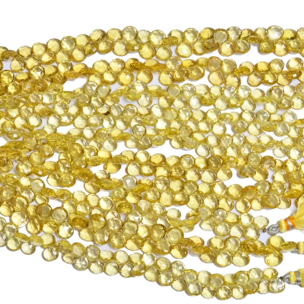 AAA+ Beer Whiskey Quartz 7mm-8mm Heart Briolette Beads | 8inch Strand | Golden Quartz Semiprecious Gemstone Faceted Beads for Jewelry Making - Image 3