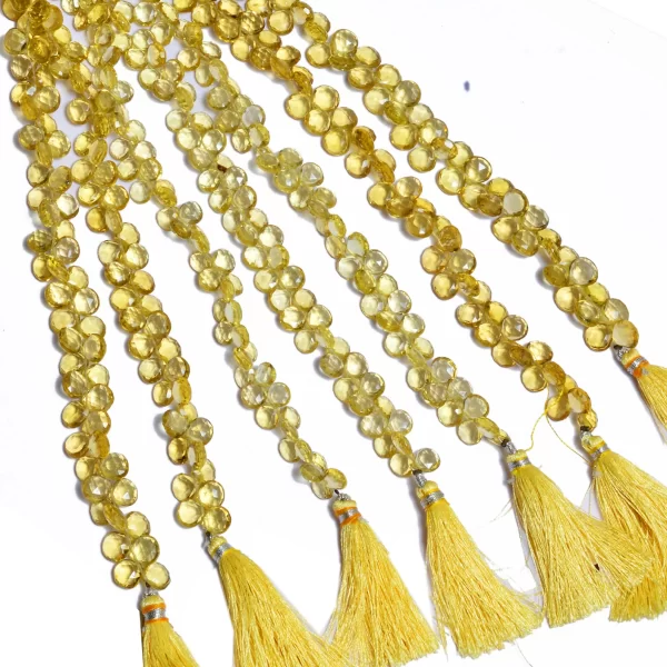 AAA+ Beer Whiskey Quartz 7mm-8mm Heart Briolette Beads | 8inch Strand | Golden Quartz Semiprecious Gemstone Faceted Beads for Jewelry Making - Image 2