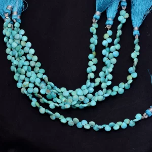 Turquoise Gemstone 6mm Heart Briolette Beads | 8inch Strand- 38 Carats | Natural AAA Turquoise Faceted Semi Precious Gemstone Briolette Beads