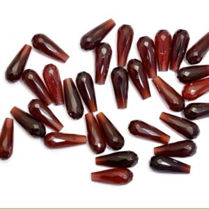 AAA Red Garnet Faceted Top Half Drilled Teardrop | 13x5mm Briolette Drops | Natural Red Garnet Semi Precious Gemstone Teardrops