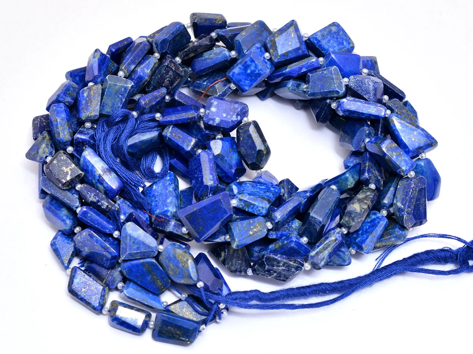 AAA+ Lapis Lazuli 11mm-14mm Faceted Nugget Beads | Royal Blue Lapis Lazuli Step Cut Tumbled Natural Semi Precious Gemstone Beads for Jewelry