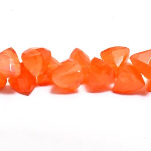 AAA+ Carnelian Gemstone 6x6mm Trillion Briolette | Natural Orange Carnelian Semi Precious Gemstone Faceted Trillion Loose Beads for Jewelry