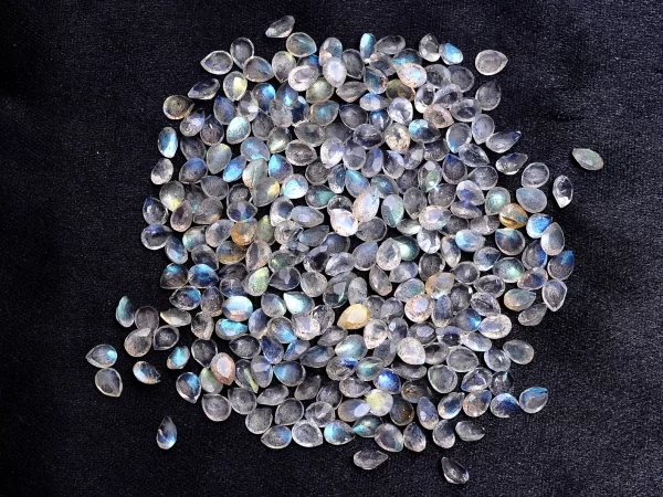 AAA+ Labradorite 6x4mm Faceted Pear Cut Loose Gemstone | Natural High Moonstone Semi Precious Gemstone Faceted Labradorite Calibrated Stone
