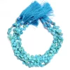 Turquoise Gemstone 6mm Heart Briolette Beads | 8inch Strand- 38 Carats | Natural AAA Turquoise Faceted Semi Precious Gemstone Briolette Beads - Image 2