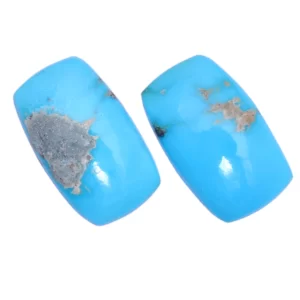 Genuine Turquoise Rectangle Cabochon Pair | Turquoise 13x22mm Cabs | Natural Turquoise Semi Precious Loose Gemstone Flat Back - 18 Carats