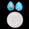 Turquoise Pear Cabochon Pair | Natural Turquoise 11x14mm Cabs | Blue Turquoise Semi Precious Loose Gemstone Flat Back - 6.85 Carats Pair - Image 2