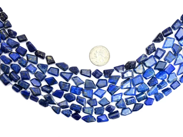 AAA+ Lapis Lazuli 11mm-14mm Faceted Nugget Beads | Royal Blue Lapis Lazuli Step Cut Tumbled Natural Semi Precious Gemstone Beads for Jewelry - Image 2