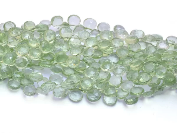 AAA+ Green Amethyst Glass Faceted Heart Briolette | 5mm-7mm Beads 8inch Strand | Green Amethyst Hydro Quartz Gemstone Briolettes for Jewelry - Image 5