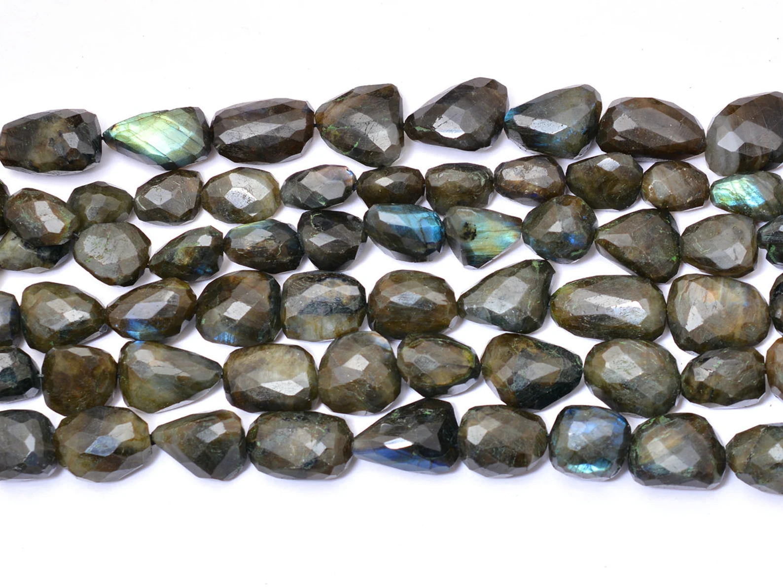 AAA Labradorite 20mm-22mm Faceted Nuggets | 15inch Strand | Natural Blue Fire Labradorite Semi Precious Gemstone Nuggets Beads for Jewelry