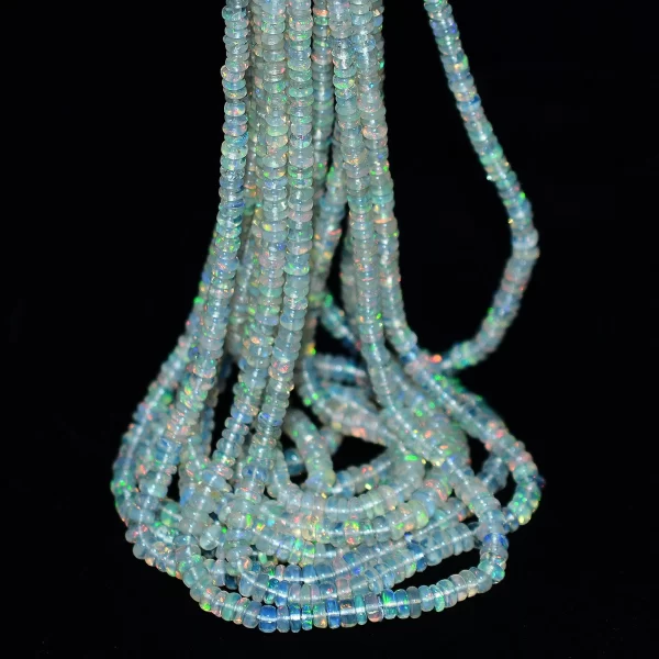 AAA+ Ethiopian Welo Opal Rondelle Beads | Gemstone Smooth 3mm-4mm Beads | Natural Ethiopian Welo Fire Opal Gemstone Rondelle | 8" Strand - Image 3
