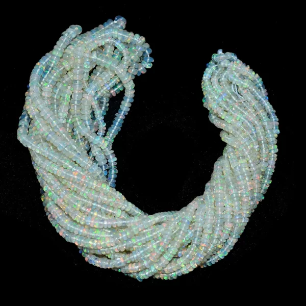 AAA+ Ethiopian Welo Opal Rondelle Beads | Gemstone Smooth 3mm-4mm Beads | Natural Ethiopian Welo Fire Opal Gemstone Rondelle | 8" Strand - Image 2