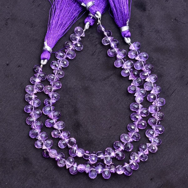 AAA+ Amethyst Teardrop Briolette Beads | Gemstone 7x5mm Drops 8inch Strand | Natural Brazilian Amethyst Semi Precious Gemstone Loose Beads - Image 2